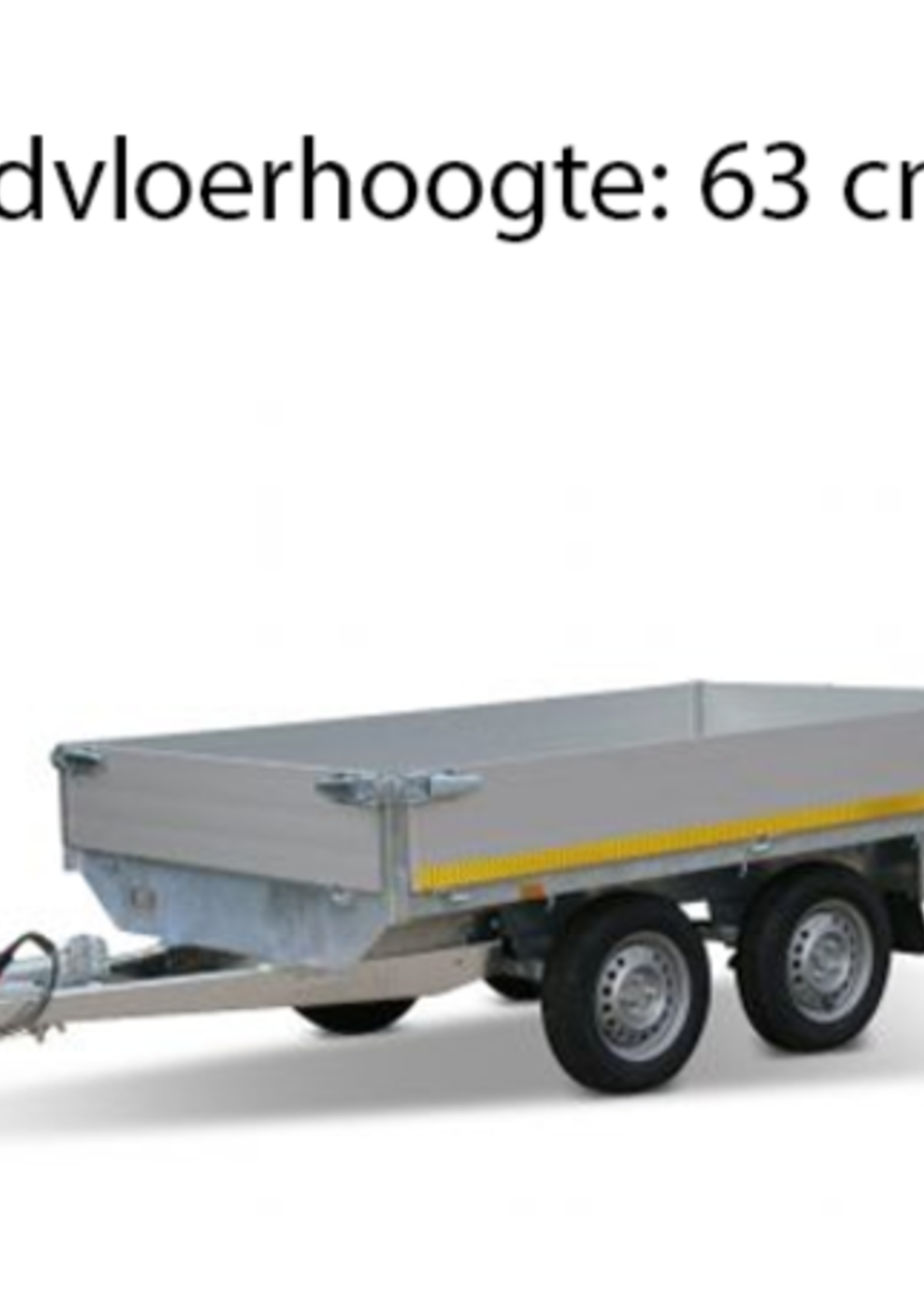 Eduard Geremde Eduard plateauwagen - 256x150 cm - 2000 kg bruto laadvermogen - 63 cm laadvloerhoogte - 30 cm borden - tandemasser