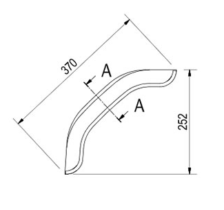 Spatbord 420x240x252 mm - spanwijdte 370 mm technische tekening