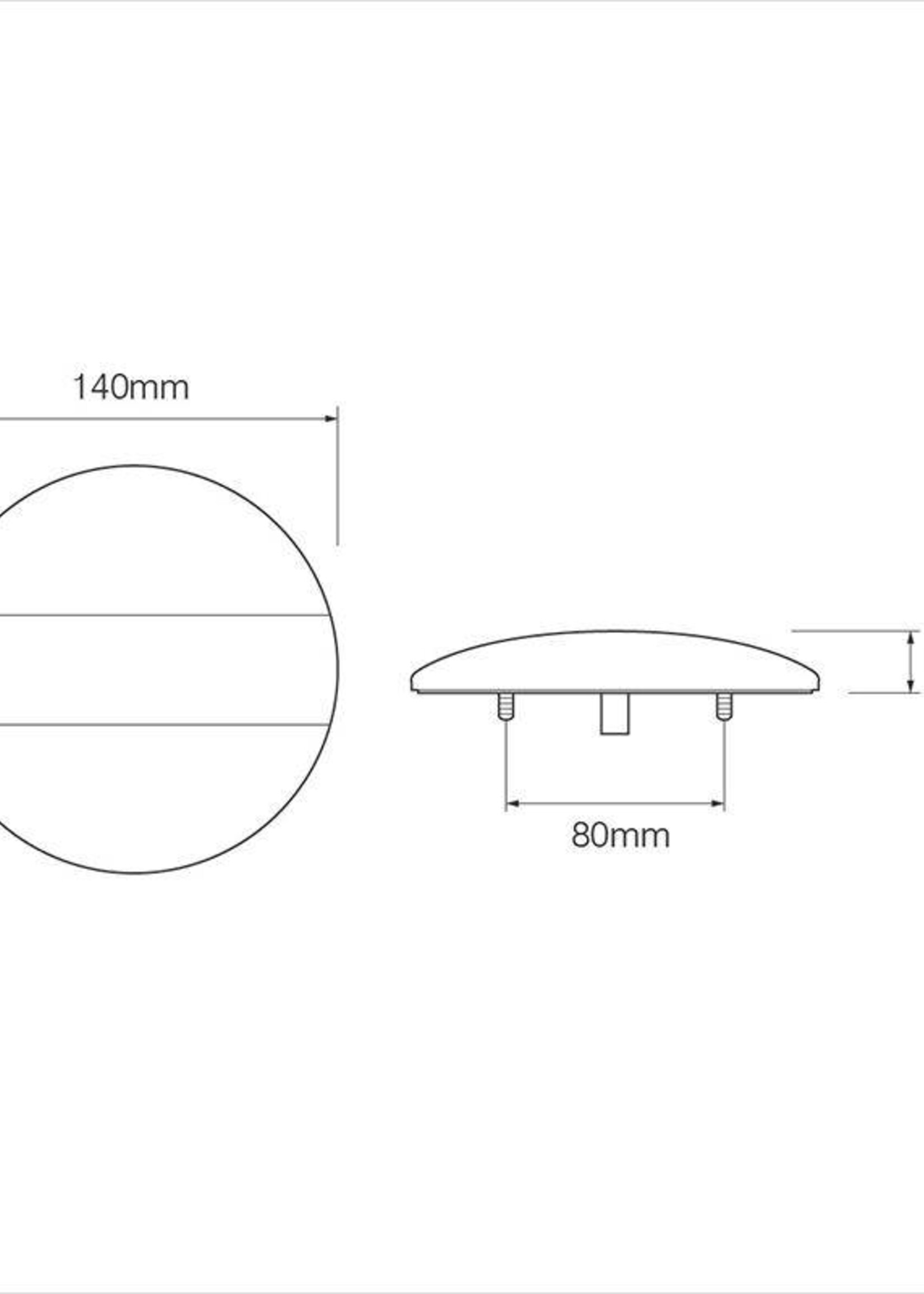 Cantonal Achterlicht LED rond 140x20 mm