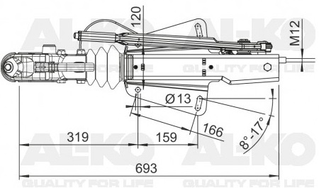 AL-KO oplooprem 251G - 3000 kg maximaal trekvermogen - V-dissel aansluiting