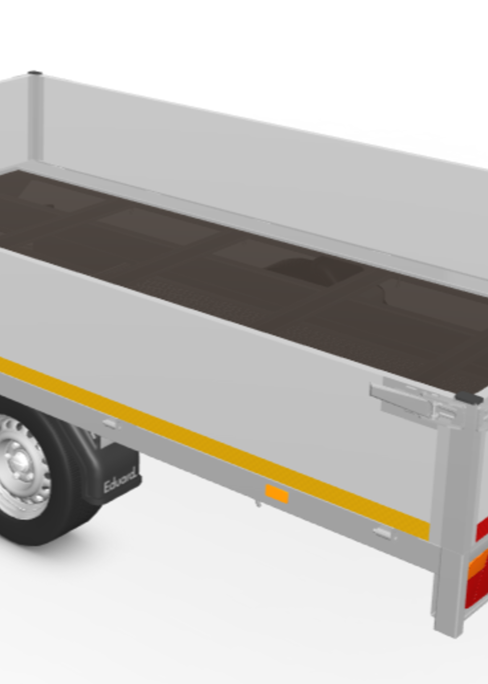 Eduard Geremde Eduard plateauwagen - 330x180 cm - 1350 kg bruto laadvermogen - 63 cm laadvloerhoogte - 40 cm borden - inclusief oprijplaten