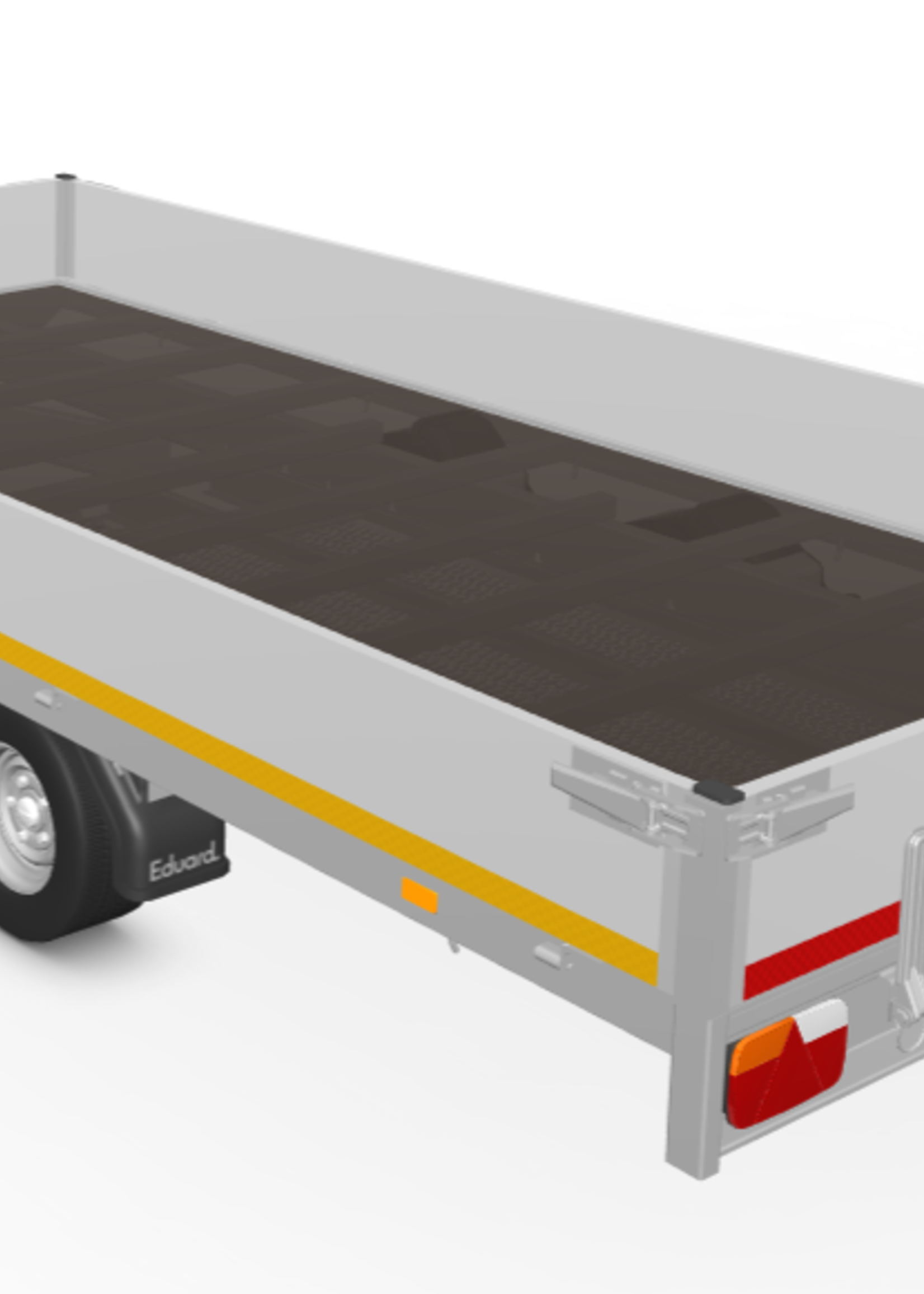 Eduard Geremde Eduard plateauwagen - 406x200 cm - 3000 kg bruto laadvermogen - 56 cm laadvloerhoogte - 30 cm borden - inclusief oprijplaten