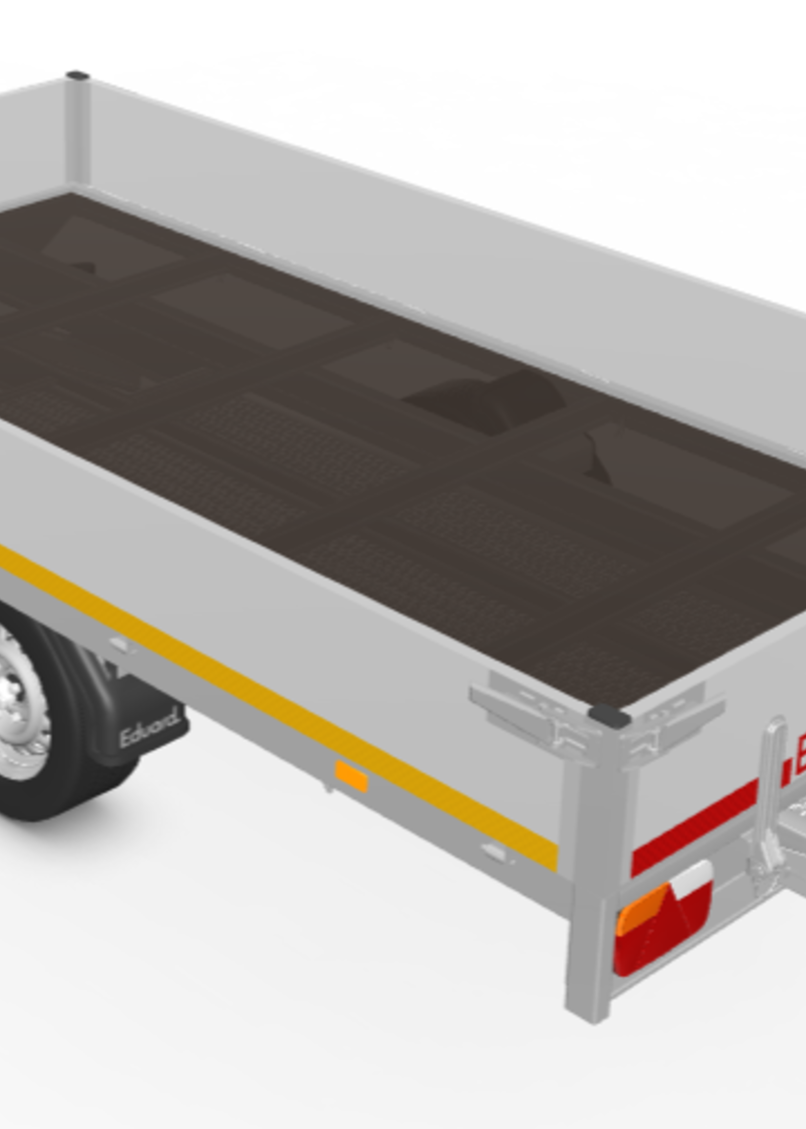 Eduard Geremde Eduard plateauwagen - 310x160 cm - 1500 kg bruto laadvermogen - 63 cm laadvloerhoogte - 30 cm borden - inclusief oprijplaten