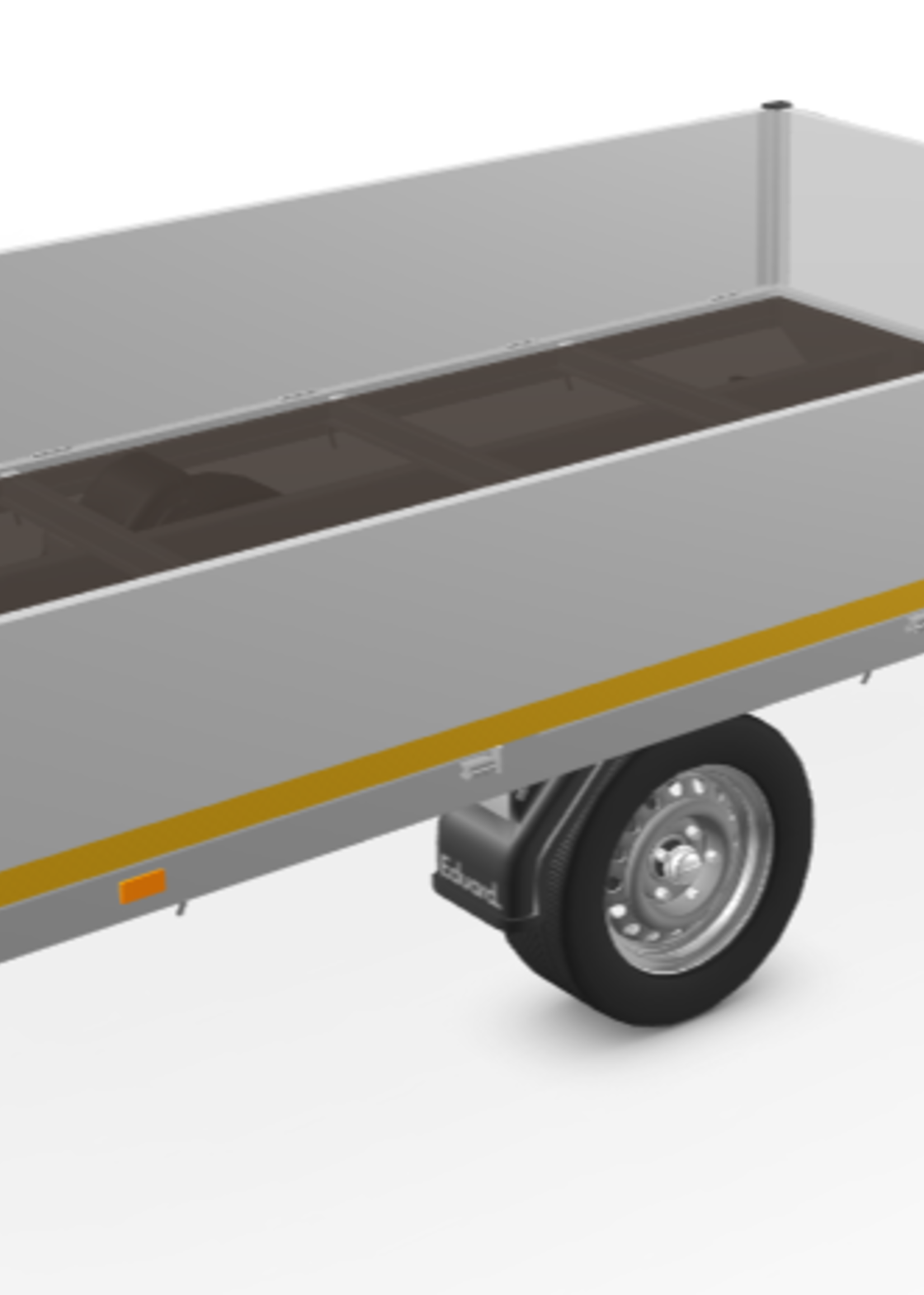 Eduard Geremde Eduard plateauwagen - 310x160 cm - 750 kg bruto laadvermogen  - 63 cm laadvloerhoogte  - 40 cm borden
