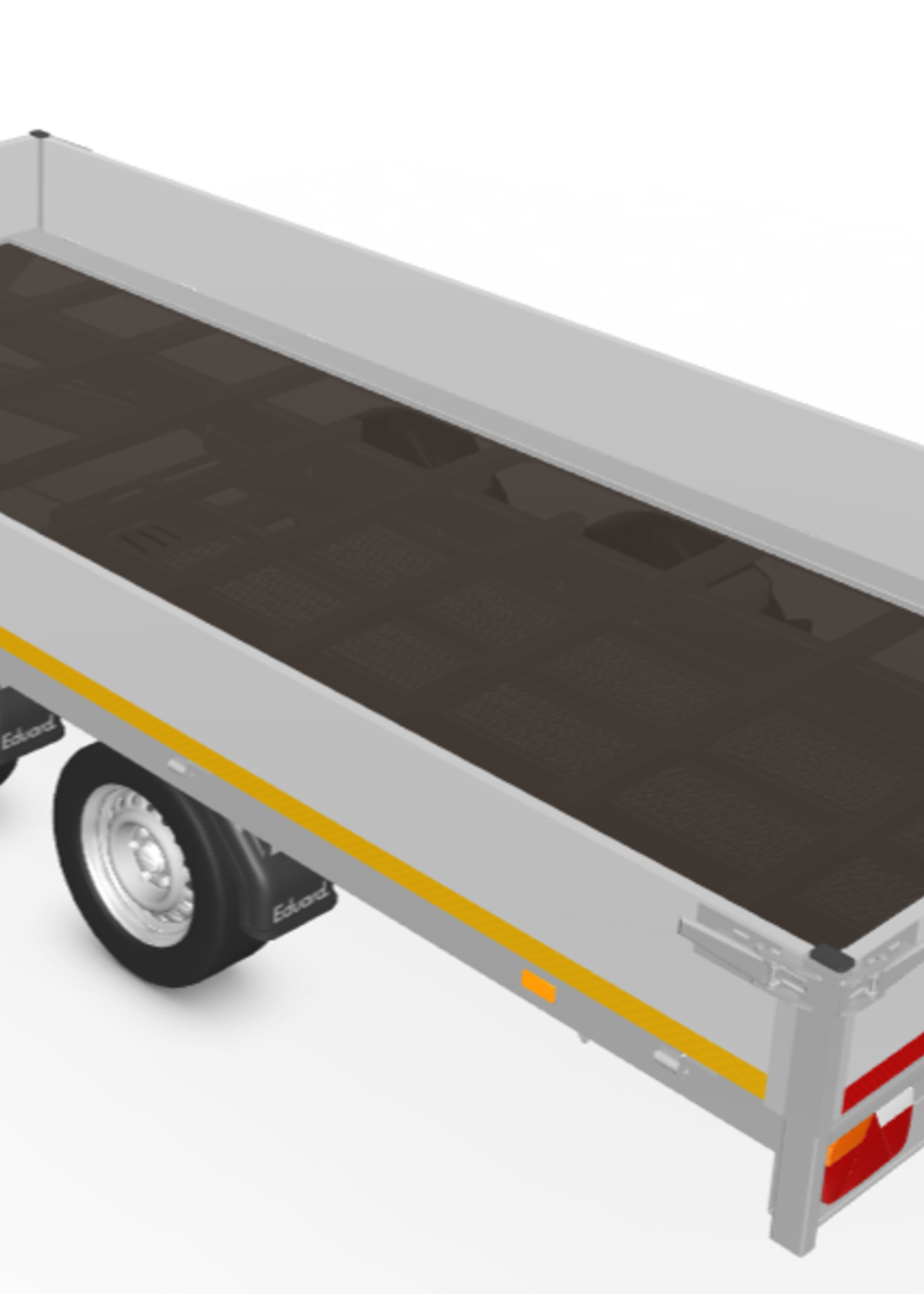 Eduard Geremde Eduard plateauwagen - 406x180 cm - 3000 kg bruto laadvermogen - 63 cm laadvloerhoogte - 30 cm borden - inclusief oprijplaten