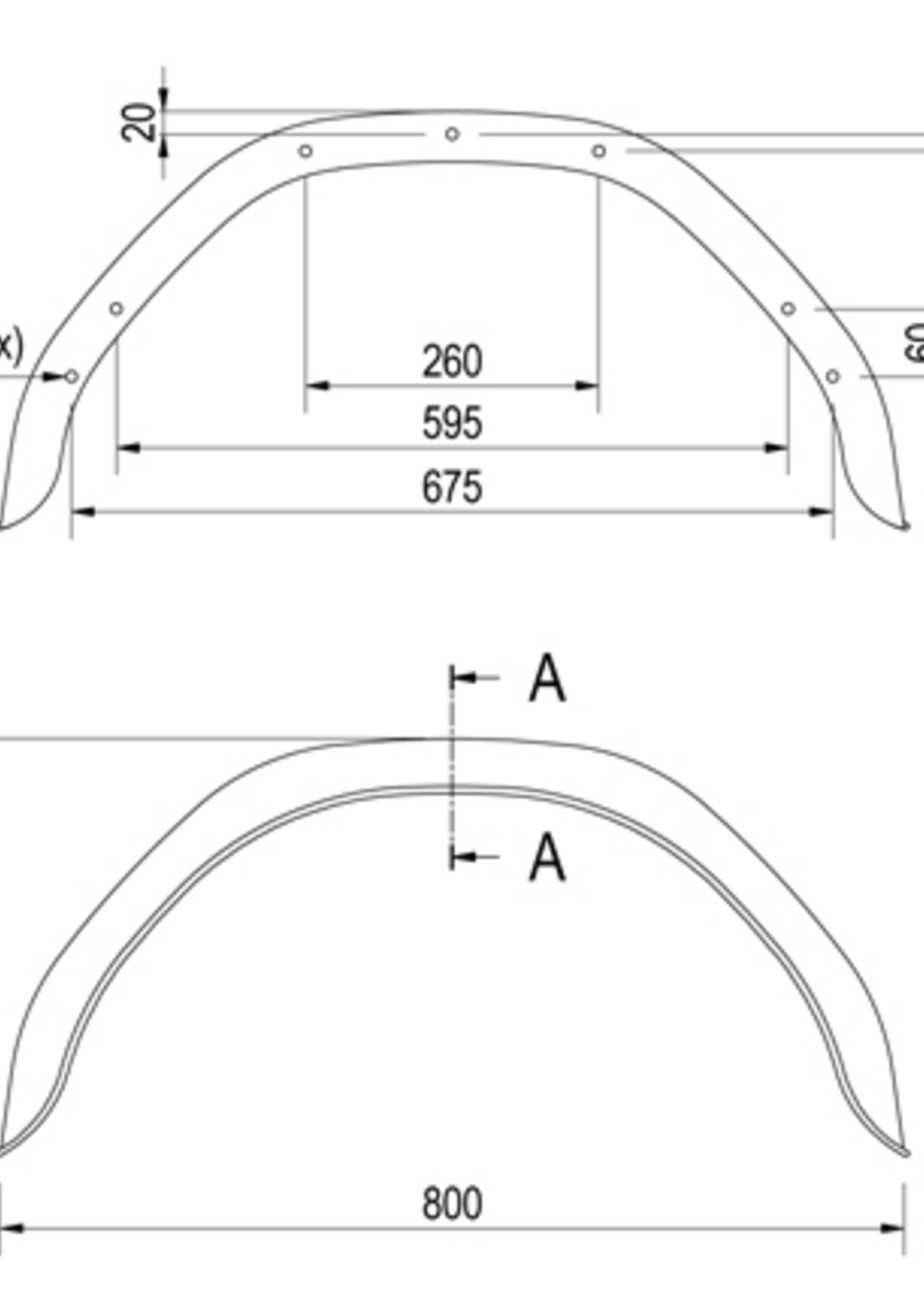 De Haan Origineel Anssems BSX 1350  spatbord metaal 800x220x370 mm  - omtrek 1200 mm