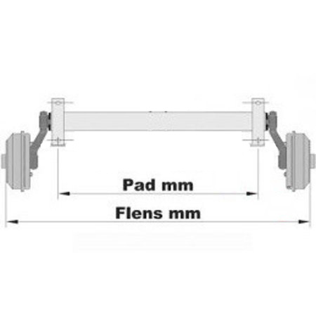 Geremde torsie as - 1350 kg - padmaat 1100 mm - flensmaat 1550 mm - 5 gats