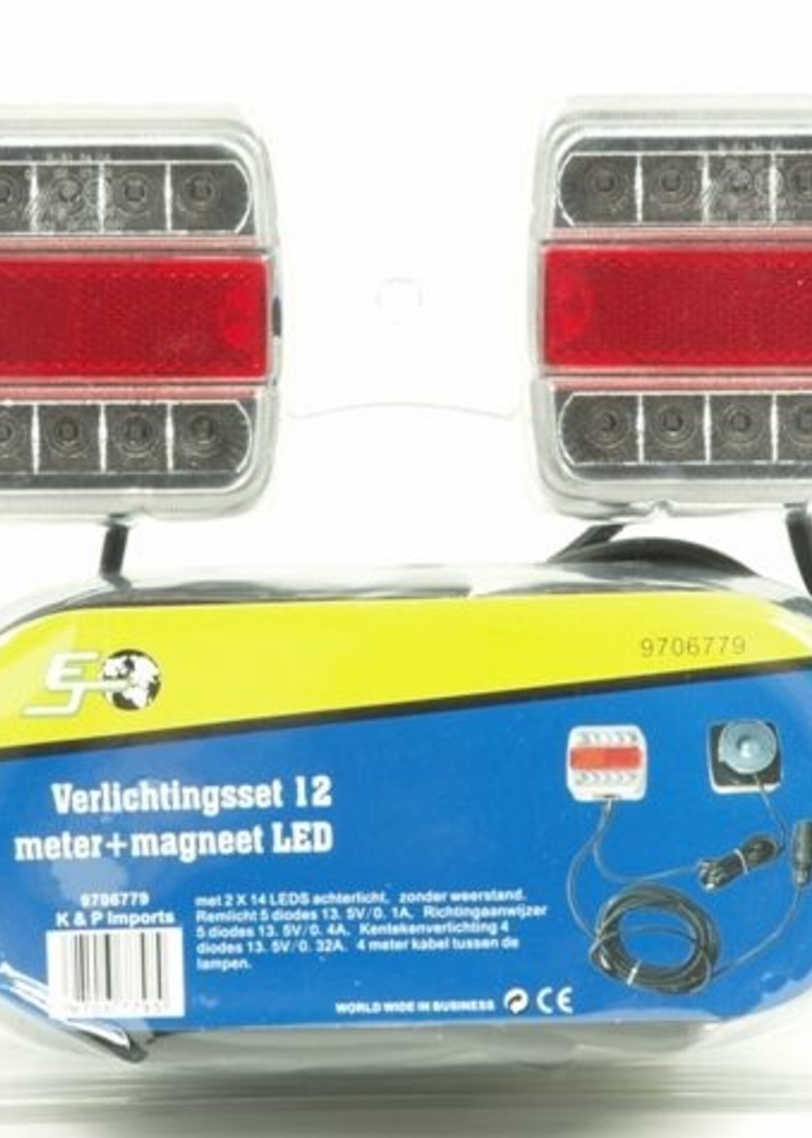 Cantonal LED verlichtingsset op magneten met 12 meter hoofdkabel - 7 polig - ideaal voor bootrailers