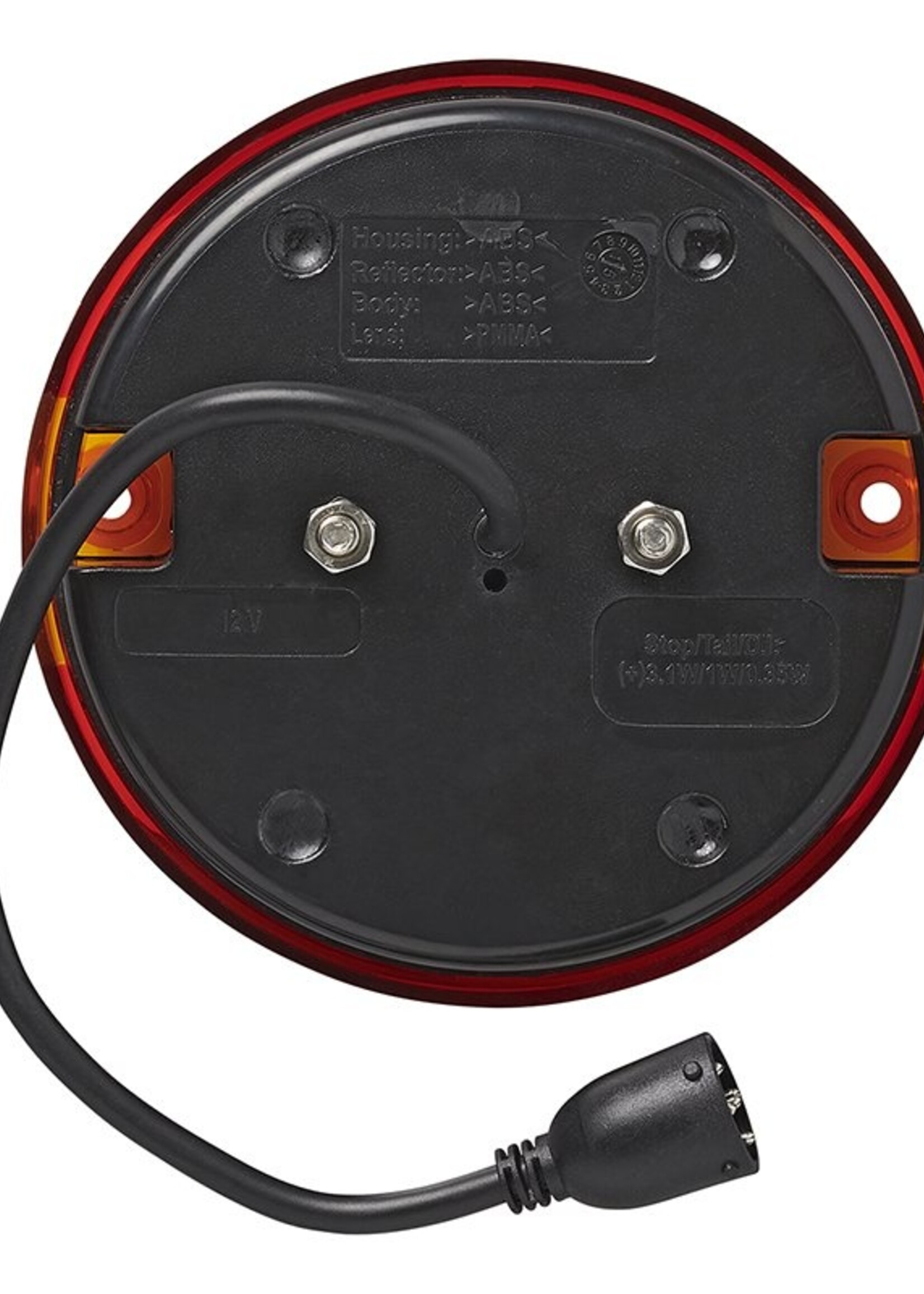 Cantonal LED achterlicht rond 140x32 mm met connector aansluiting - 30 cm kabel