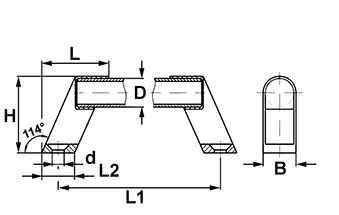 Handvat aluminium 300x20 mm - zilver/ zwart - technische tekening