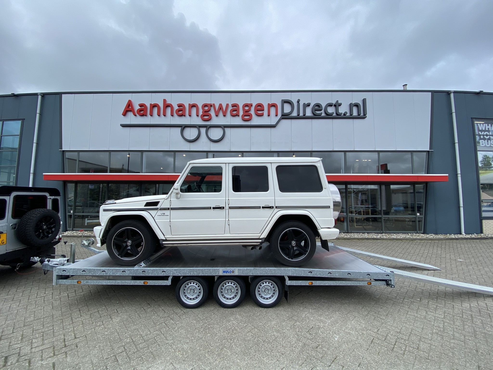 Geremde Hulco autotransporter - 540x207 cm - 3500 kg bruto laadvermogen - 63 cm laadvloerhoogte - inclusief oprijplaten