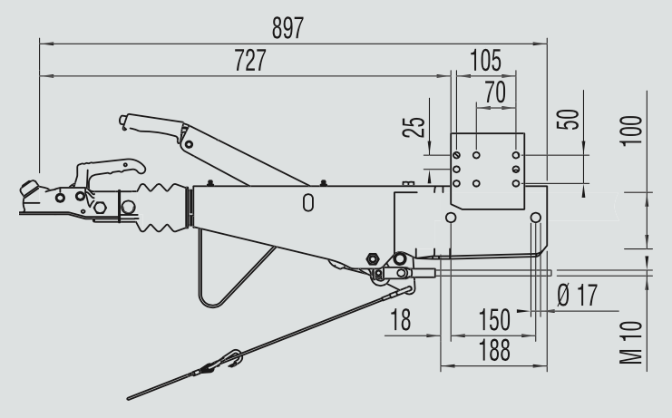 AL-KO oplooprem 161S - 1600kg maximaal trekvermogen - 100 mm koker aansluiting
