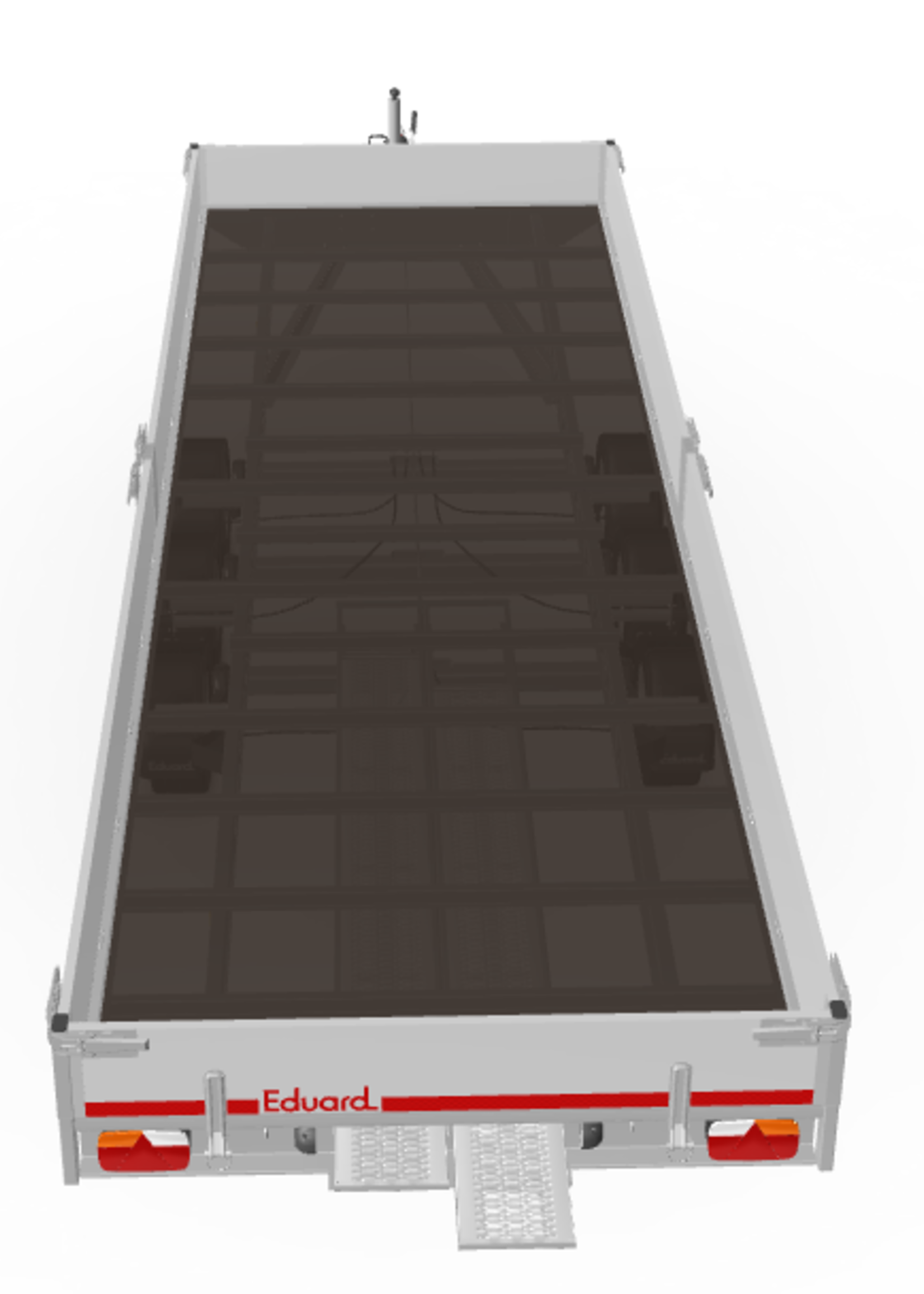 Eduard Geremde Eduard multitransporter - 606x200 cm - 3500 kg bruto laadvermogen - 63 cm laadvloerhoogte - 30 cm borden - inclusief oprijplaten - tridem asser