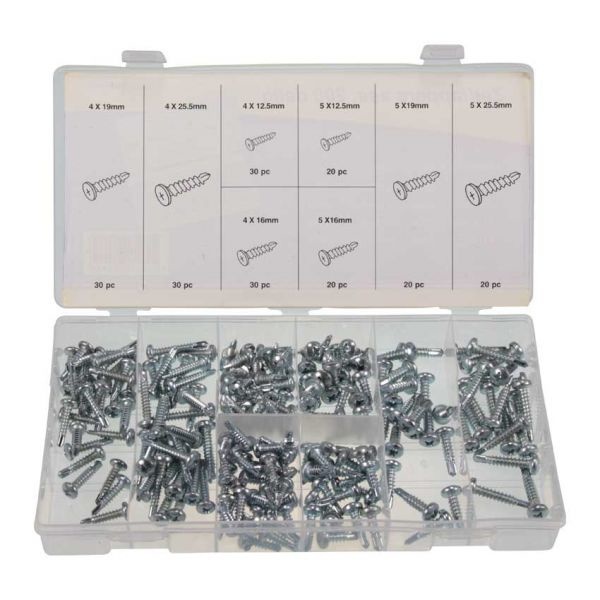 Assortiment zelftapschroeven 200 delig