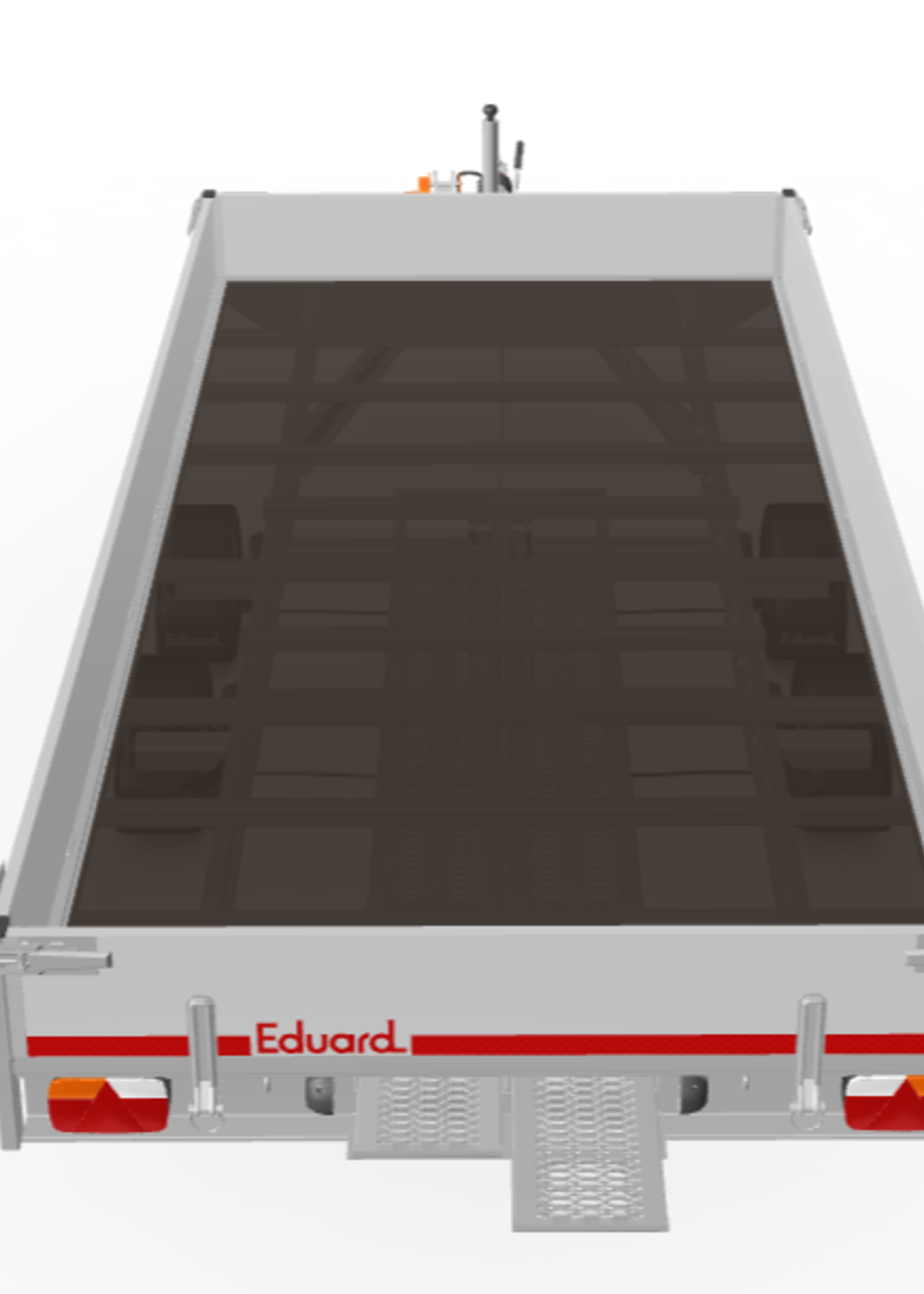 Eduard Geremde Eduard Multitransporter - 406x200 2700 kg bruto laadvermogen - 56 cm laadvloerhoogte - 30 cm borden - inclusief oprijplaten en handlier