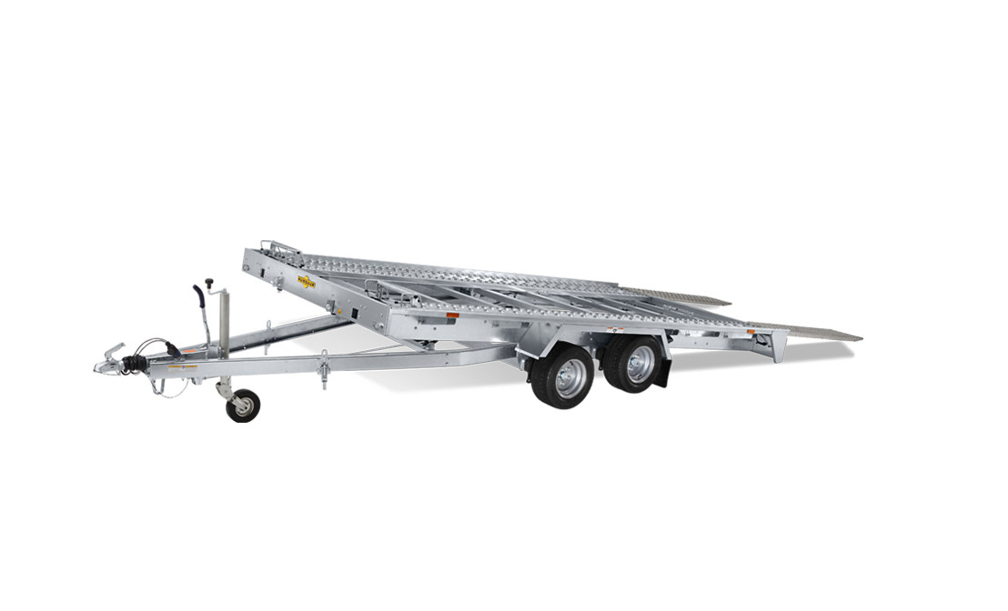 Geremde Humbaur autotransporter kipbaar - 400x200 cm - 2700 kg bruto laadvermogen - 58 cm laadvloerhoogte - inclusief oprijplaten en oprijbaan