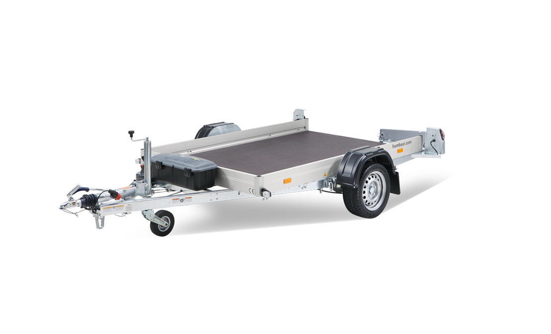 Humbaur HKT verlaagbare motortrailer - 250x156 cm - 1350 kg - geremd - handpomp