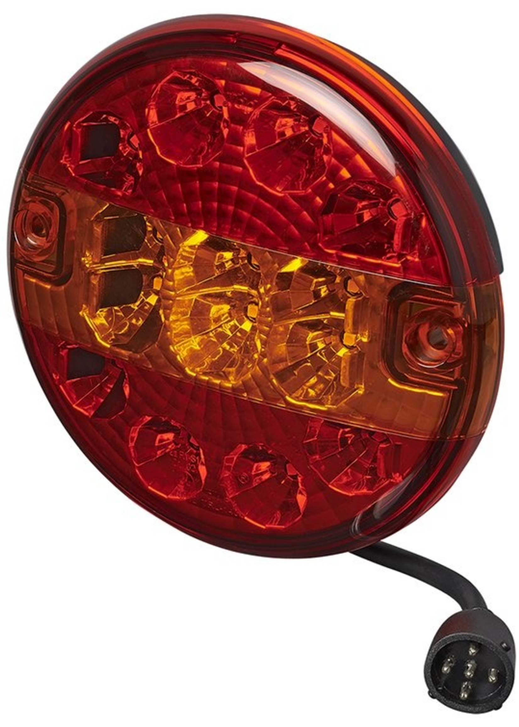 Cantonal LED achterlicht rond 140x32 mm met connector aansluiting - 30 cm kabel