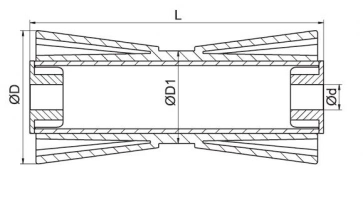 133x58,5 mm kielrol zwart 21 mm naafdiameter