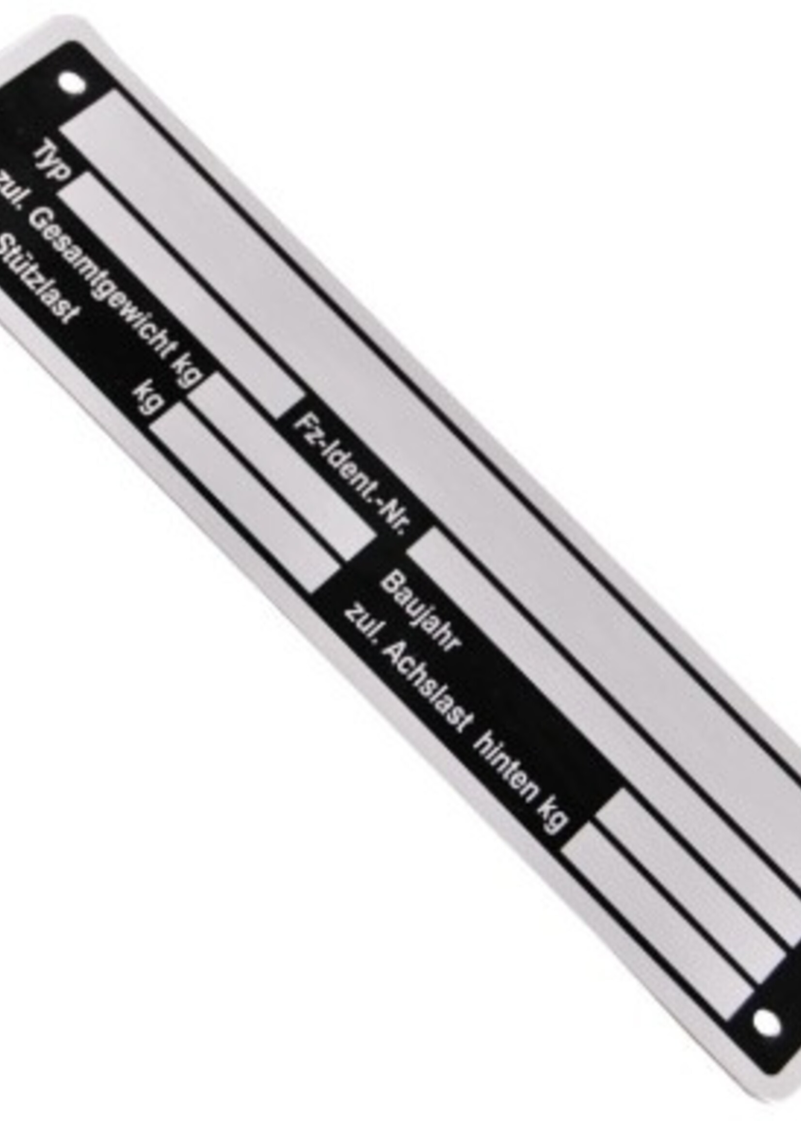 Cantonal Neutraal aanhangwagen typeplaat 148x38 mm - aluminium
