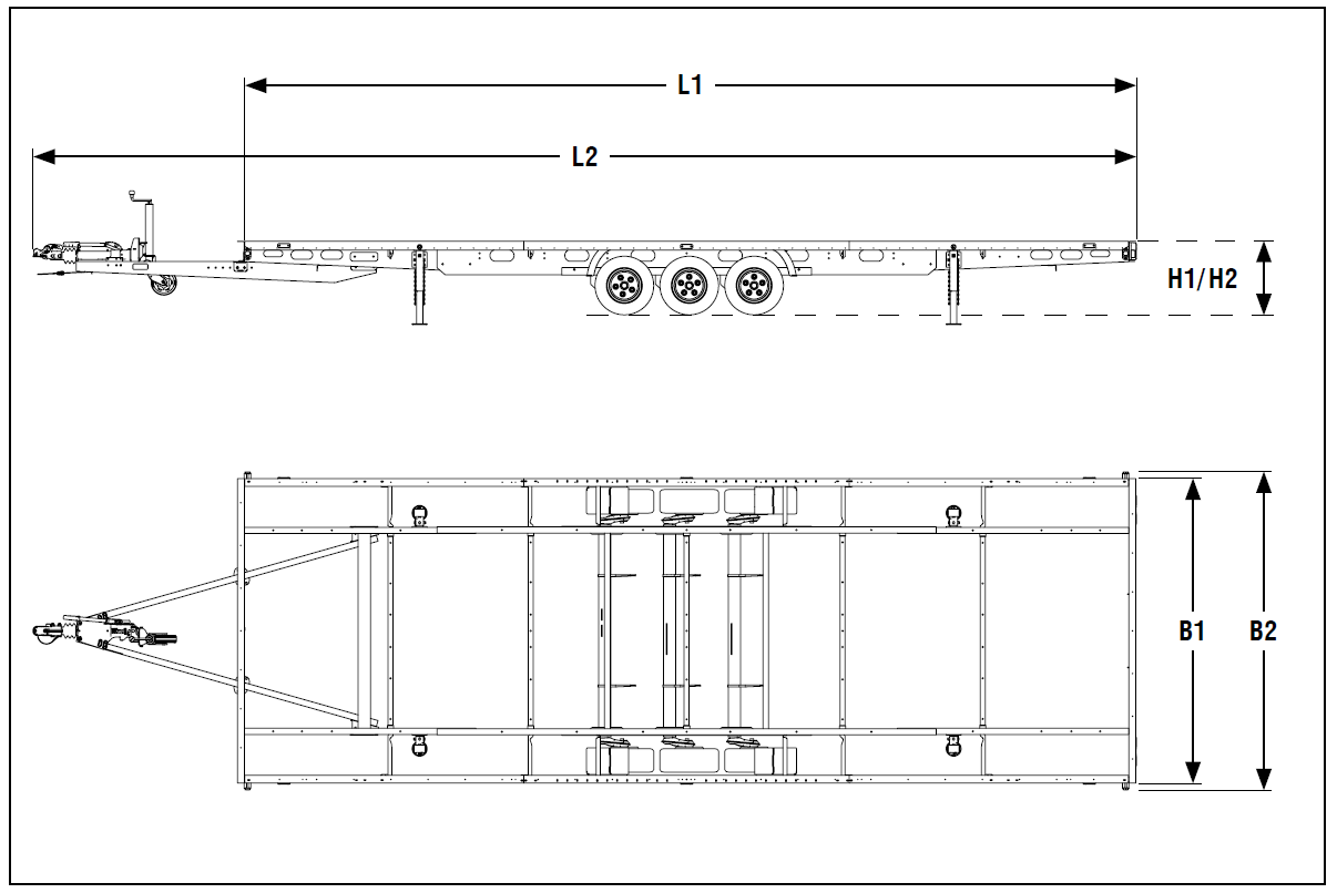 Plateauwagen chassis voor Tiny house - 660x244 cm - tandem - bruto laadvermogen 3500 kg