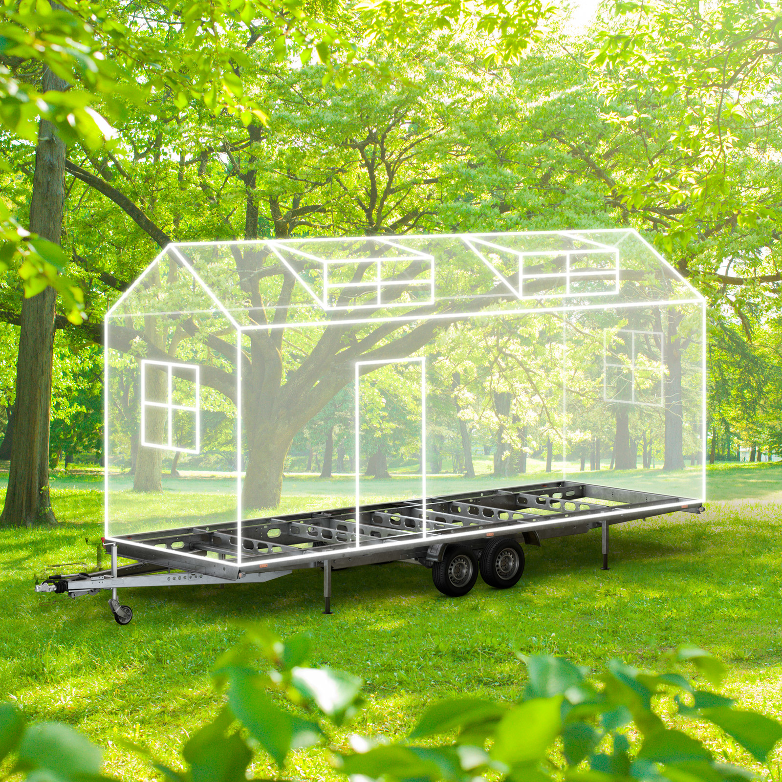 Plateauwagen chassis voor Tiny house - 600x244 cm - bruto laadvermogen 3500 kg