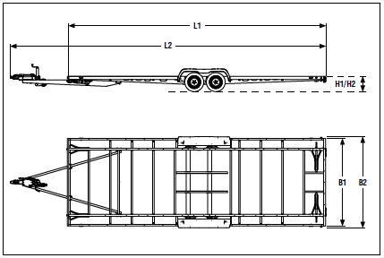 Plateauwagen chassis voor Tiny house - 600x244 cm - bruto laadvermogen 3500 kg