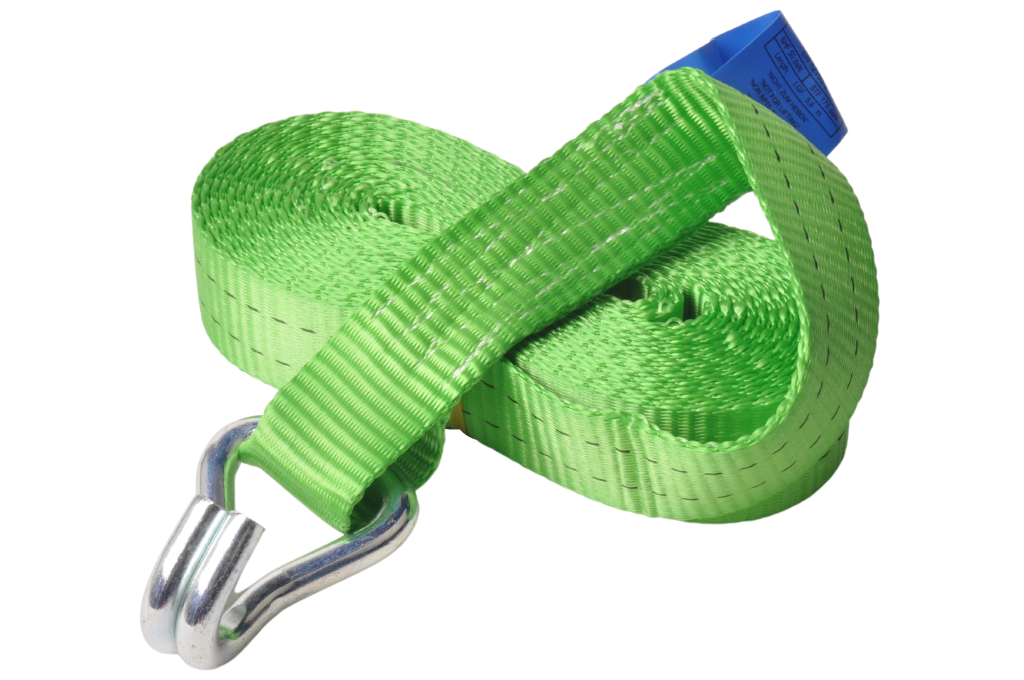 Set van 4 spanbanden 600x3,5 cm - groen - breekbelasting 2000 kg
