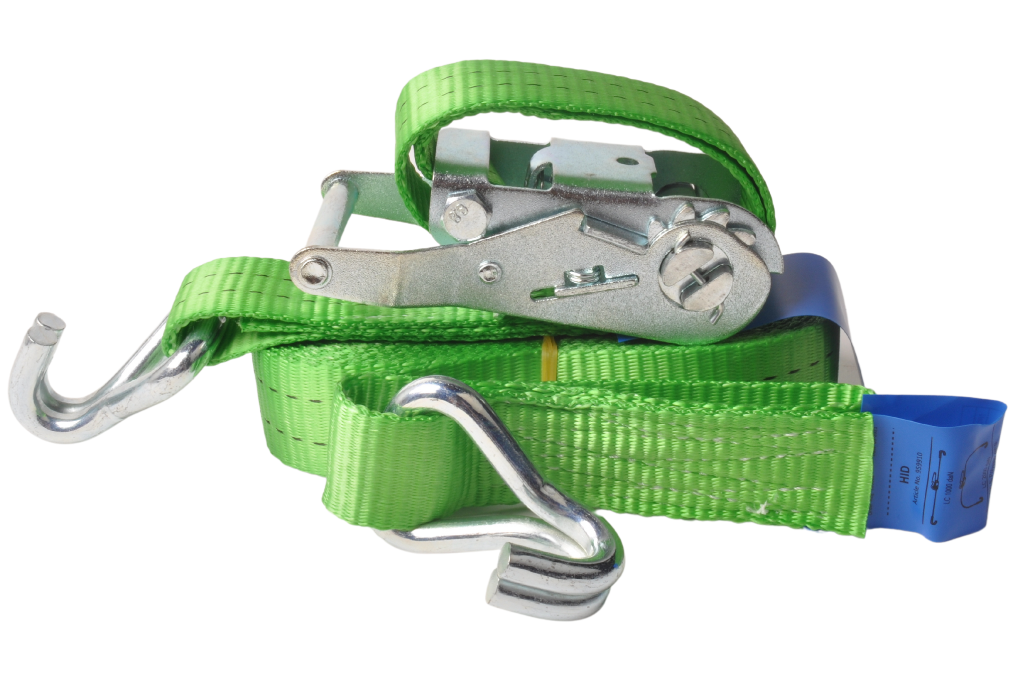 Set van 4 spanbanden 600x3,5 cm - groen - breekbelasting 2000 kg