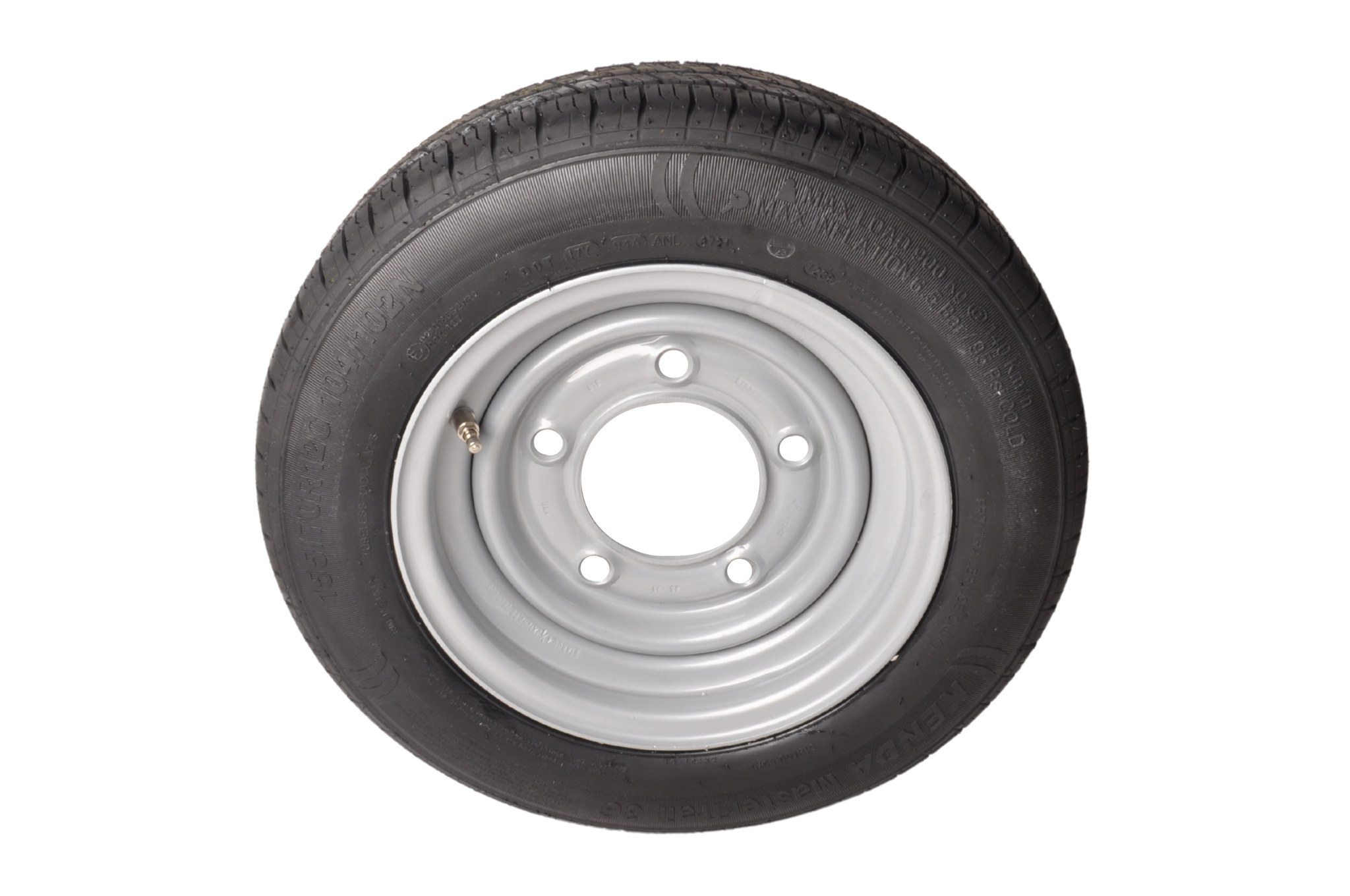 Compleet 12 inch wiel - 195/60R12C - band + velg - 900 kg maximaal draagvermogen - steekmaat 5x165,1 - 114,6 mm naafdiameter