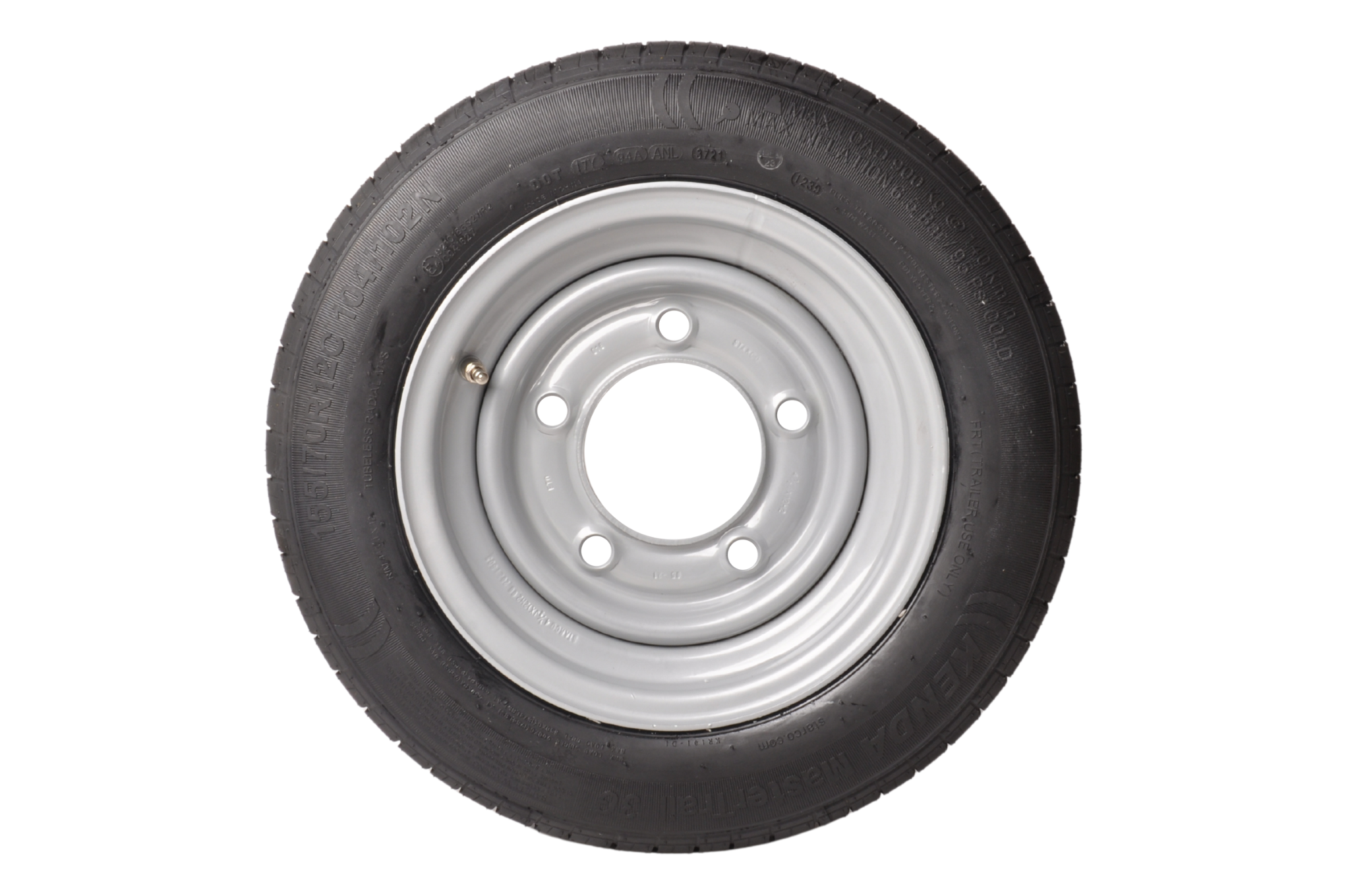 Compleet 12 inch wiel - 195/60R12C - band + velg - 900 kg maximaal draagvermogen - steekmaat 5x165,1 - 114,6 mm naafdiameter