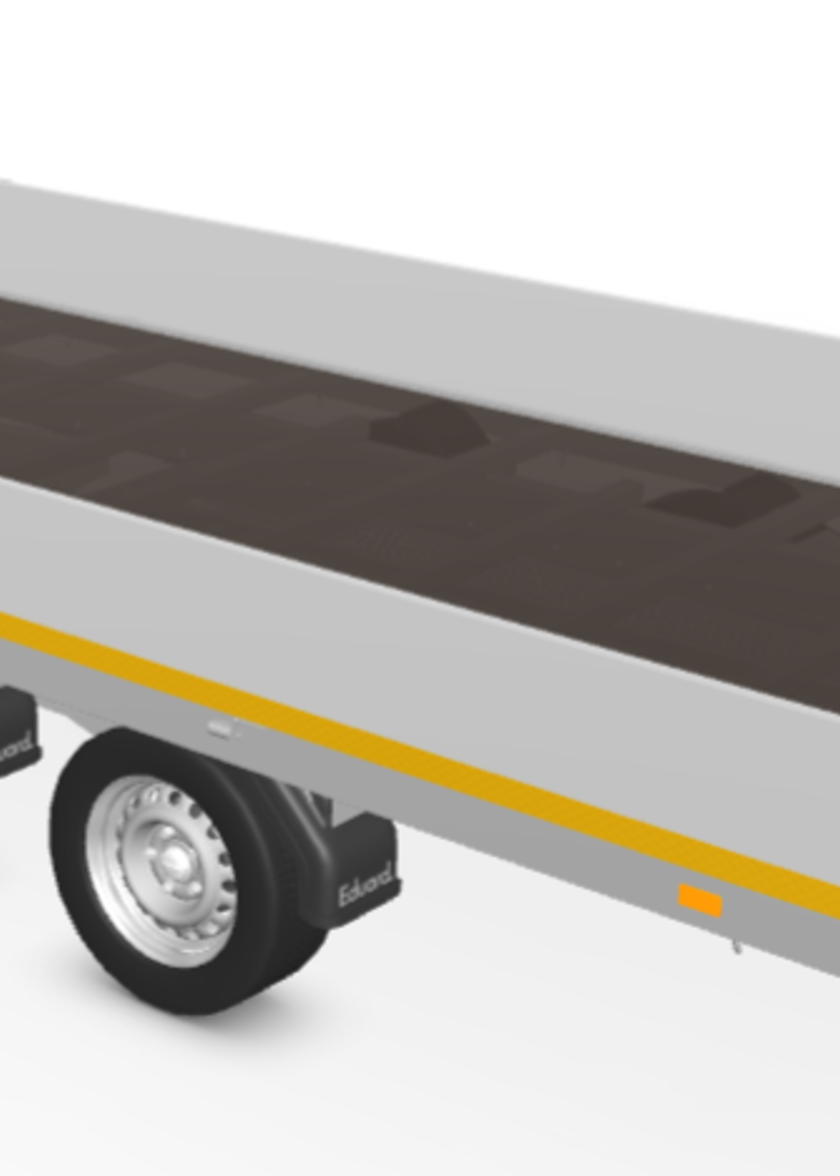 Eduard Geremde Eduard plateauwagen - 406x200 cm - 2700 kg bruto laadvermogen - 63 cm laadvloerhoogte - 30 cm borden - inclusief oprijplaten