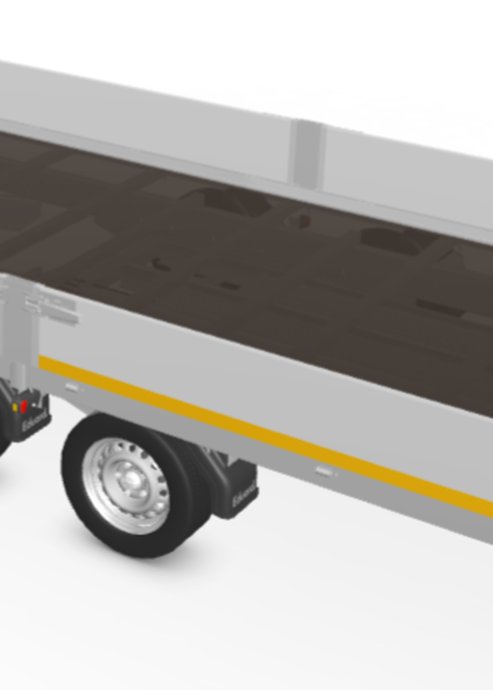 Eduard Geremde Eduard multitransporter - 456x220 cm - 3000 kg bruto laadvermogen - 63 cm laadvloerhoogte - 30 cm borden - inclusief oprijplaten en handlier