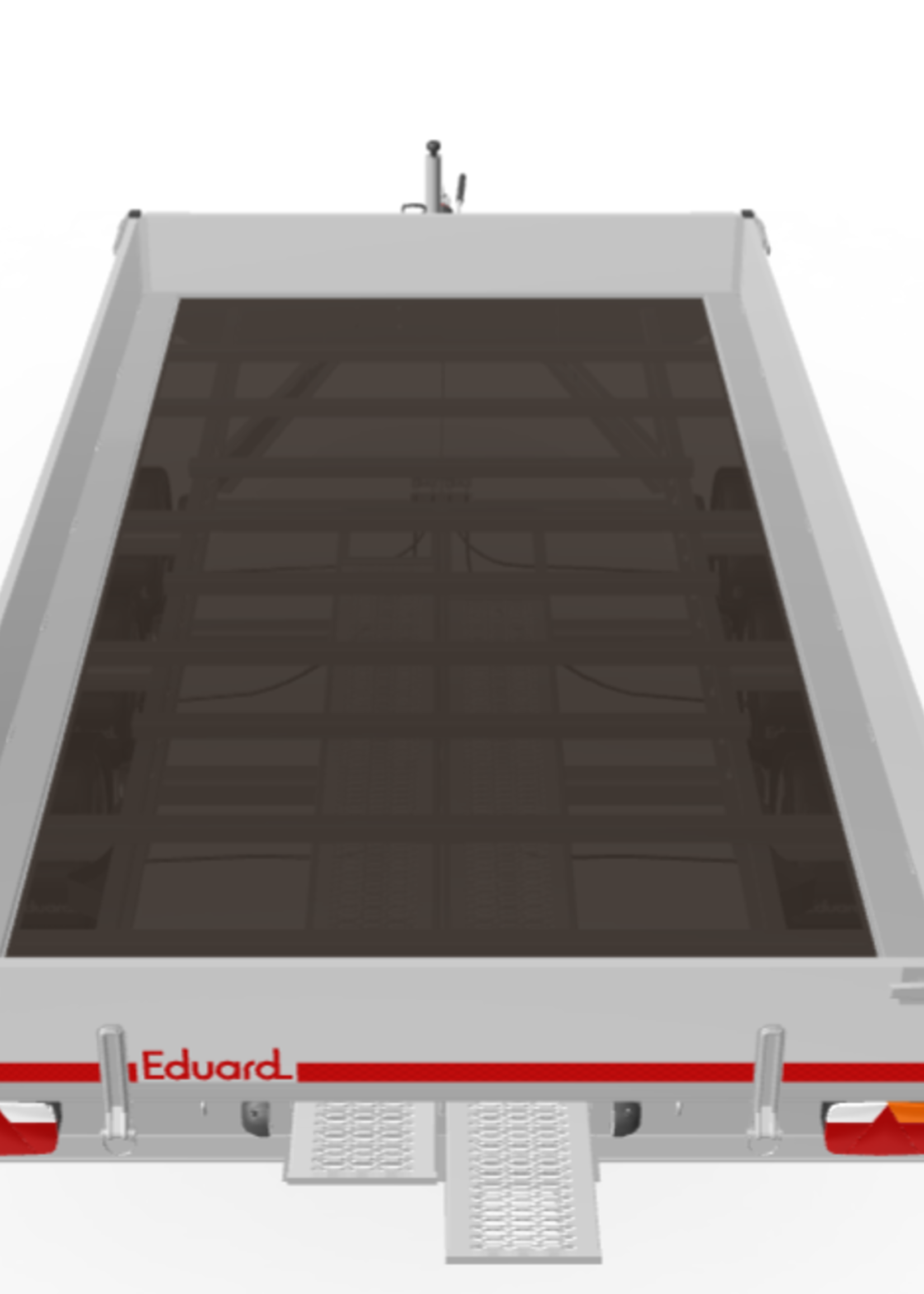 Eduard Geremde Eduard plateauwagen - 406x220 cm - 3500 kg bruto laadvermogen - 63 cm laadvloerhoogte - 30 cm borden - inclusief oprijplaten - tridem asser