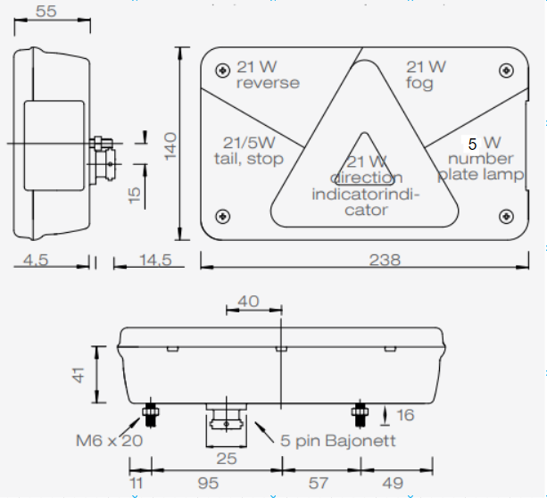 Aspock Multipoint 5 - rechts - inclusief achteruitrijverlichting - connector aansluiting