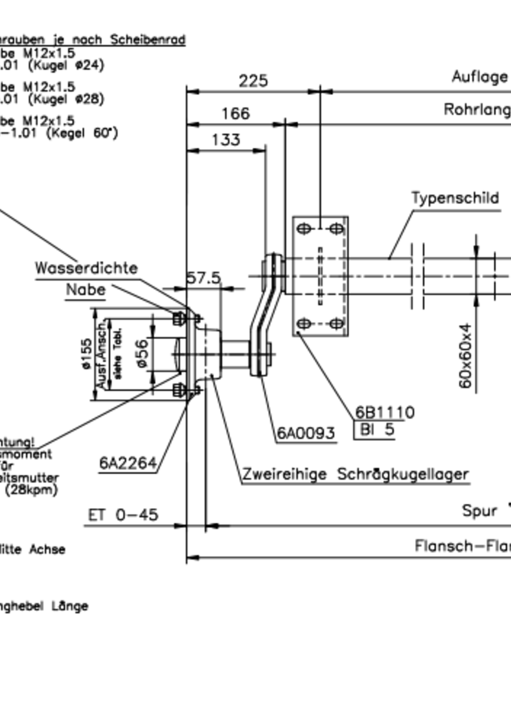 Knott Ongeremde torsie as - padmaat 1000 mm - flensmaat 1450 mm -750 kg - waterproof - 4x100