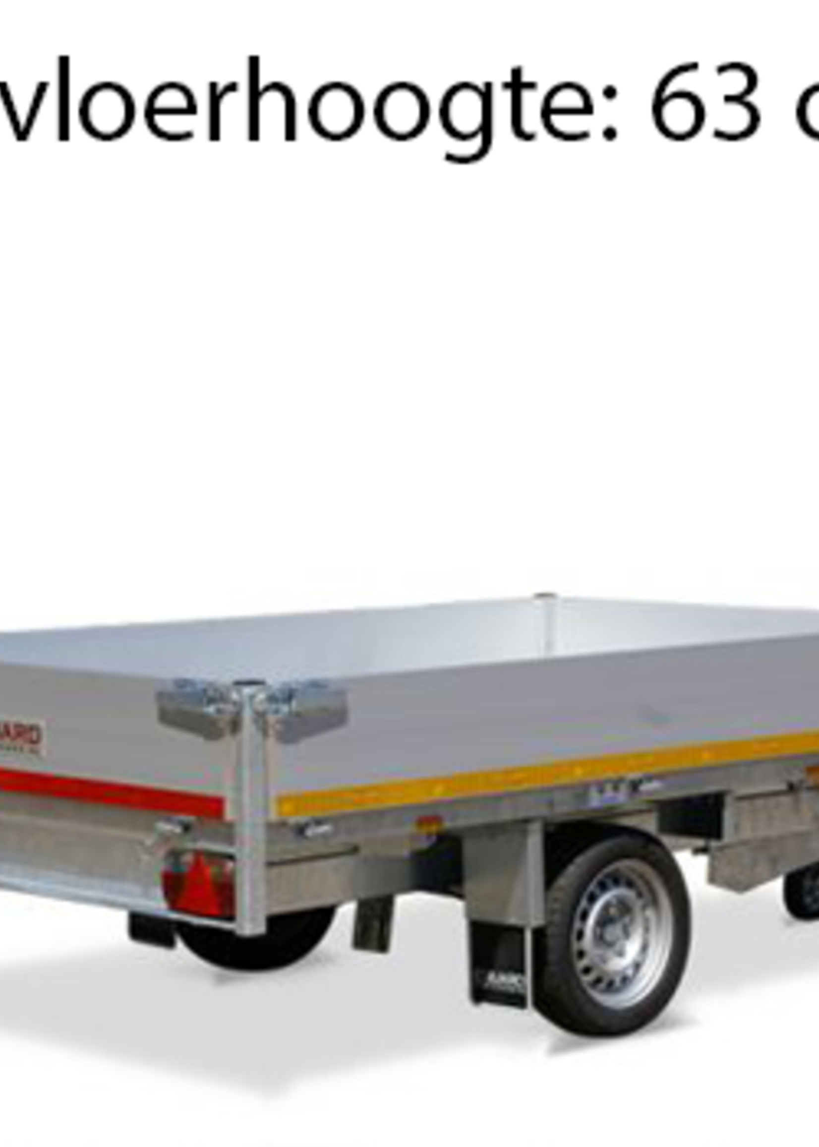 Cantonal Staatsbosbeheer geremde Eduard achterwaartse kipper - 256x150 cm - 1350 kg bruto laadvermogen - elektrisch, extern laden - 63 cm laadvloerhoogte
