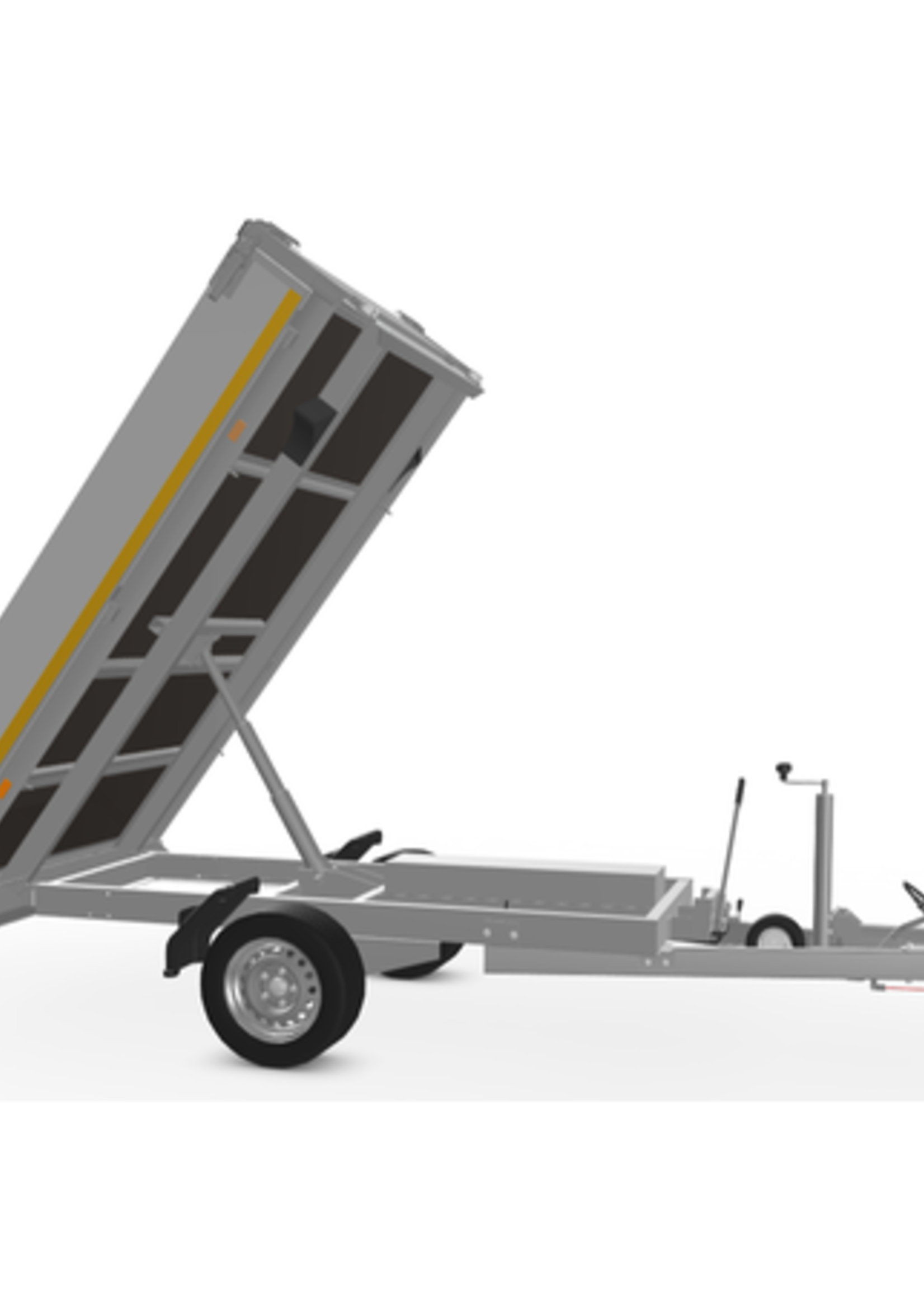 Cantonal Staatsbosbeheer geremde Eduard achterwaartse kipper - 256x150 cm - 1350 kg bruto laadvermogen - elektrisch, extern laden - 63 cm laadvloerhoogte