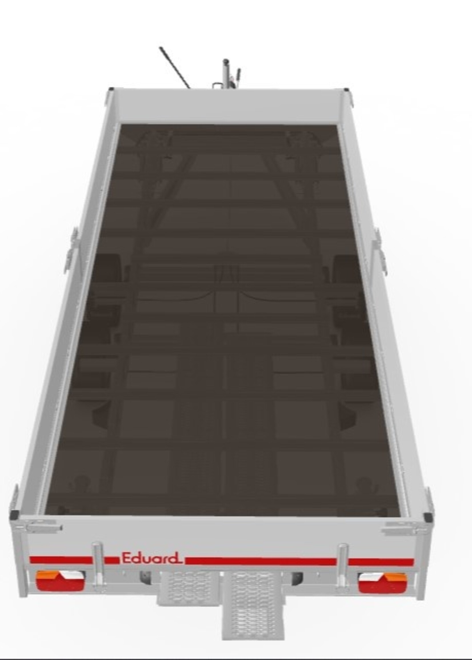 Cantonal Staatsbosbeheer geremde Eduard kantelbare plateauwagen 506x200 cm - 3000 kg bruto laadvermogen - handpomp bediening