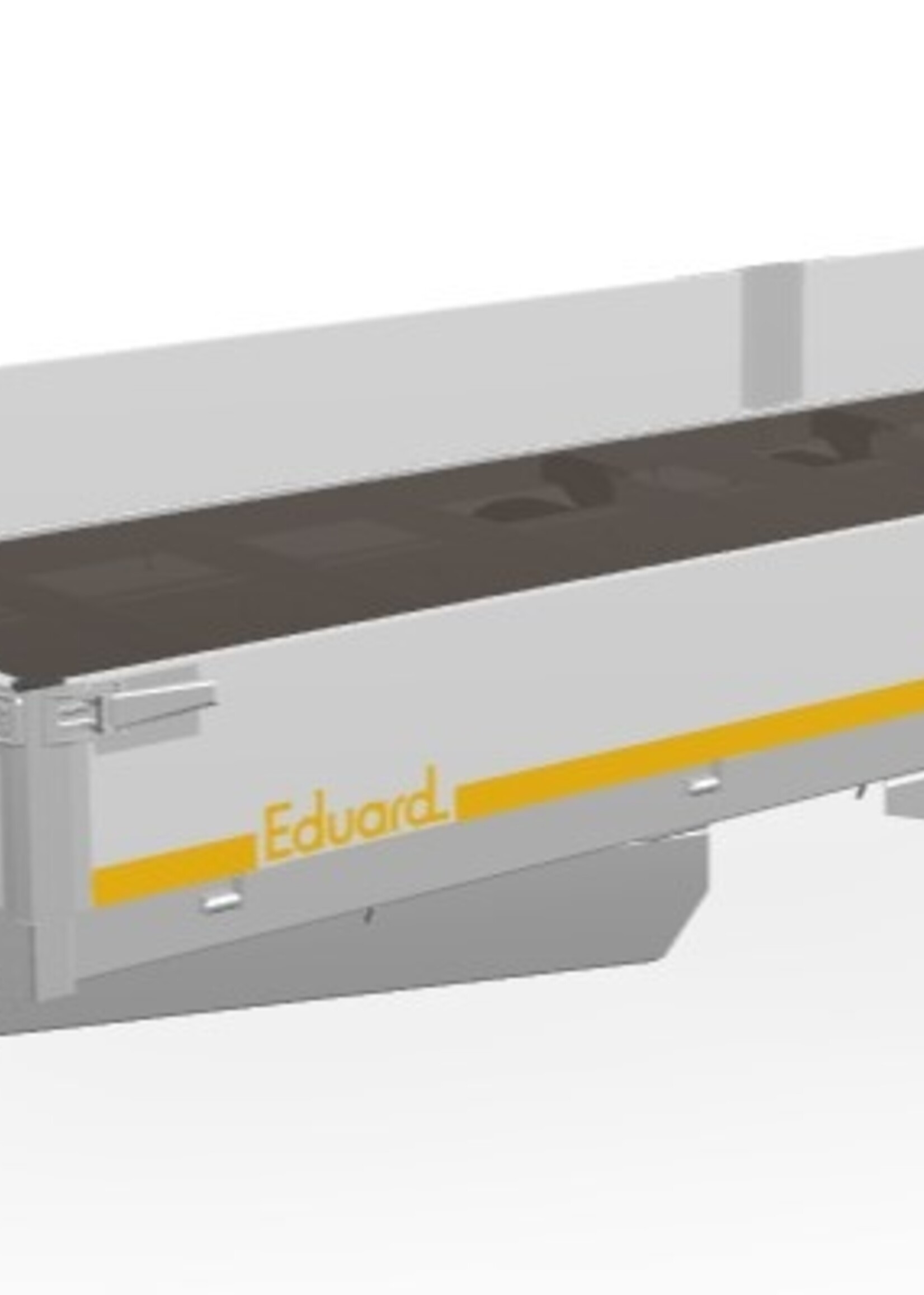 Eduard Geremde Eduard multitransporter - 606x200 cm - 3500 kg bruto laadvermogen - 63 cm laadvloerhoogte - 30 cm borden - inclusief oprijplaten en handlier - tridem asser