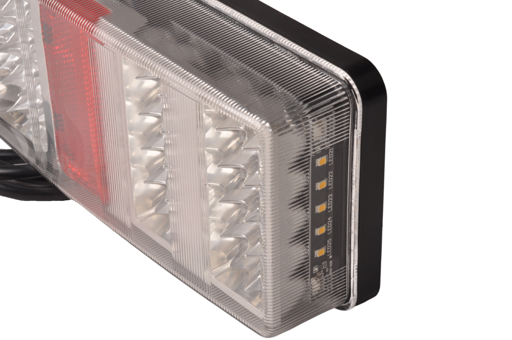 LED achterlicht met alle functies en aan te sluiten met losse draden - 228x106x55 mm links