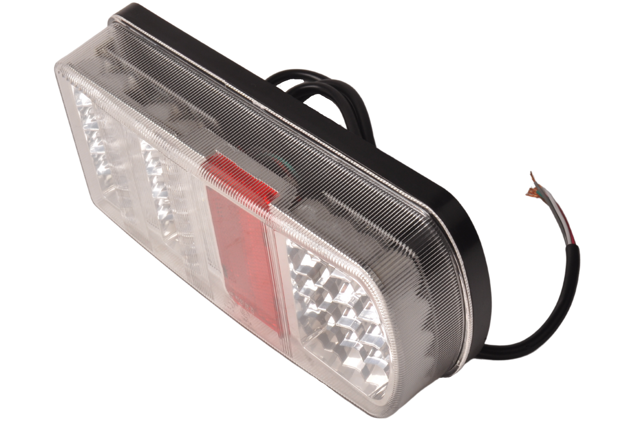LED achterlicht met alle functies en aan te sluiten met losse draden - 228x106x55 mm rechts