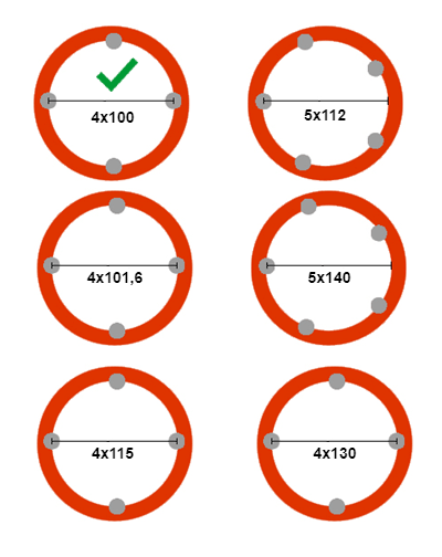 Compleet wiel - 5.70/5.00-8 band + velg - opel steek: 4x100 - 6PR - draagvermogen 412 kg - naafdiameter 57 mm