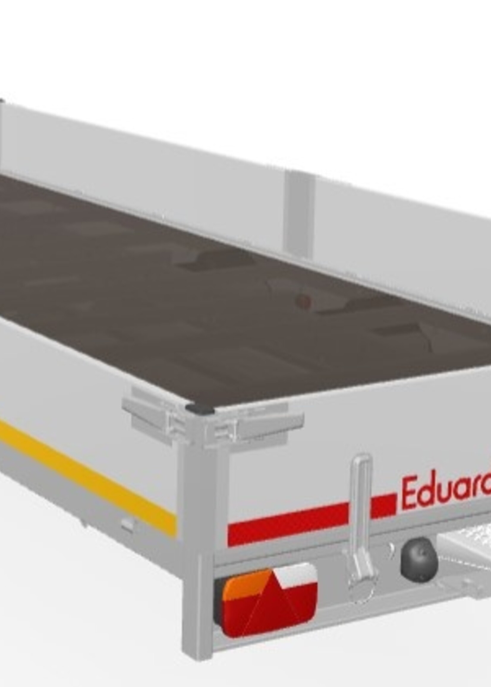 Eduard Geremde Eduard plateauwagen - 456x200 cm - 3500 kg bruto laadvermogen - 63 cm laadvloerhoogte - 30 cm borden - inclusief oprijplaten