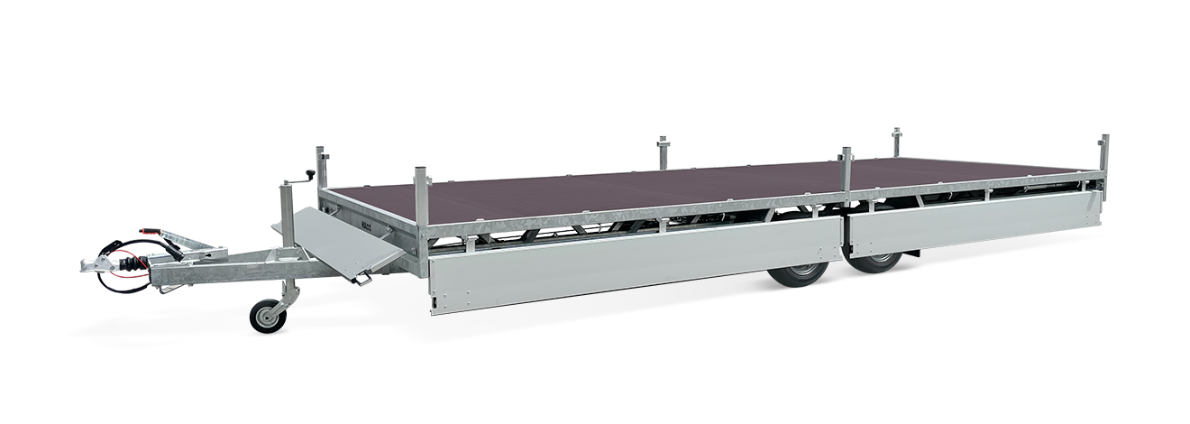 Geremde Hulco Medax plateauwagen - 611x223 cm - 3000 kg bruto laadvermogen - 30 cm borden - tandemasser