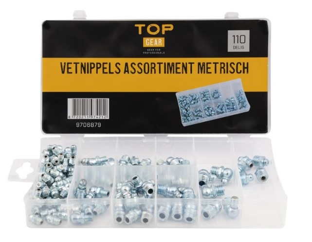 Assortiment vetnippels metrisch 110 delig