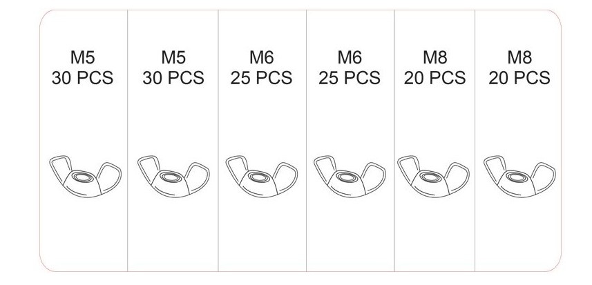 Assortiment vleugelmoeren 150-delig