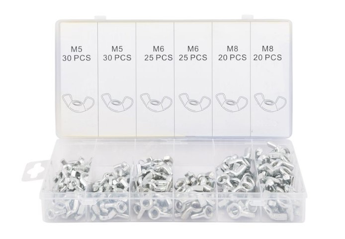 Assortiment vleugelmoeren 150-delig