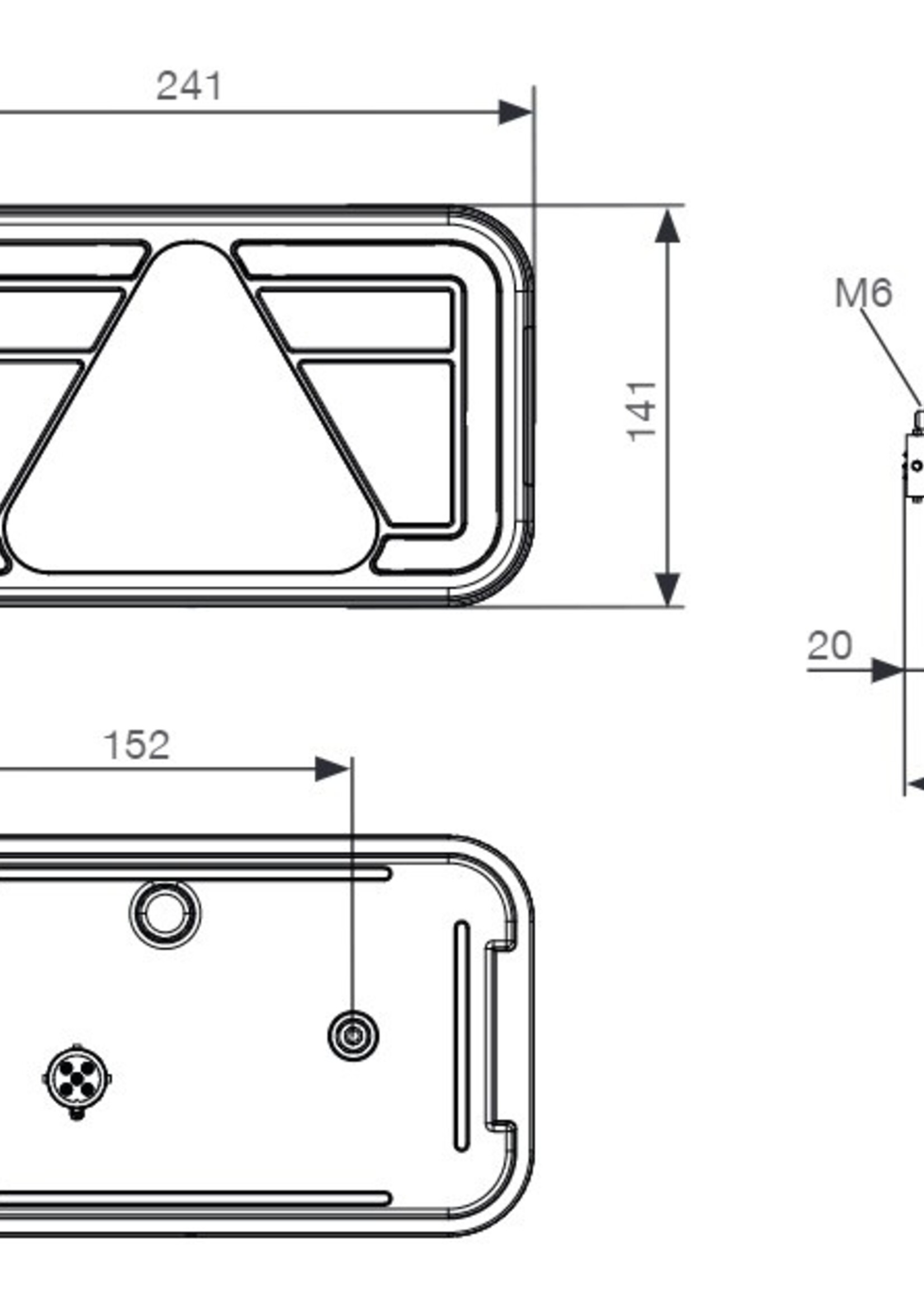 Aspock Aspock MultiLED 4 rechts 241x141x71  mm - volledig LED - 5 polige connector