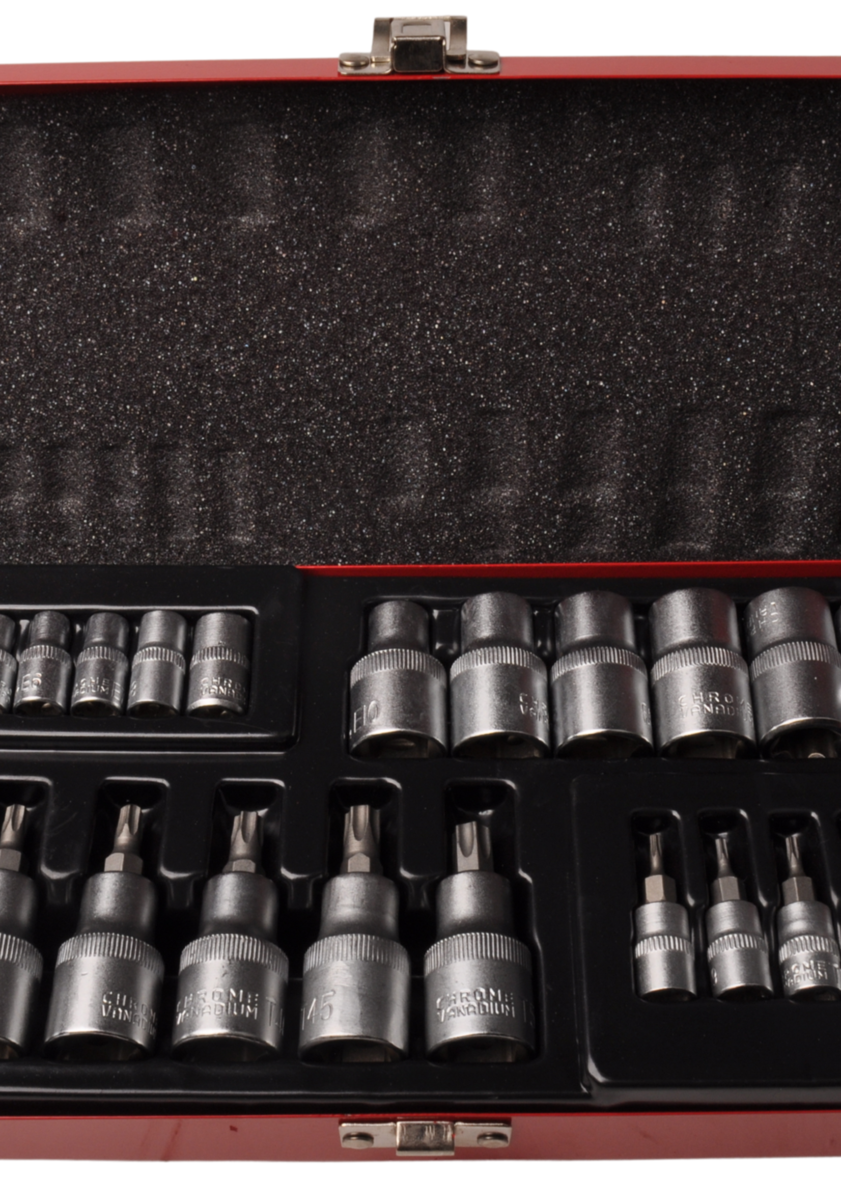 Cantonal Doppen + bitset 1/4 1/2 torx - verpakt in metalen doos - chroom vanadium kwaliteit